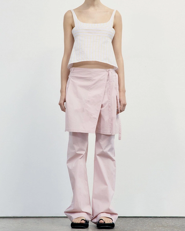 NEW LAYERED WRAP SKIRT PANTS PINK