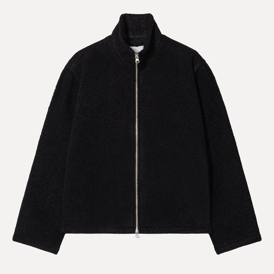 HAIRY BOUCLE ZIP SHIRT JACKET