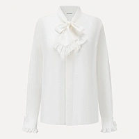 White lace tie silk shirt