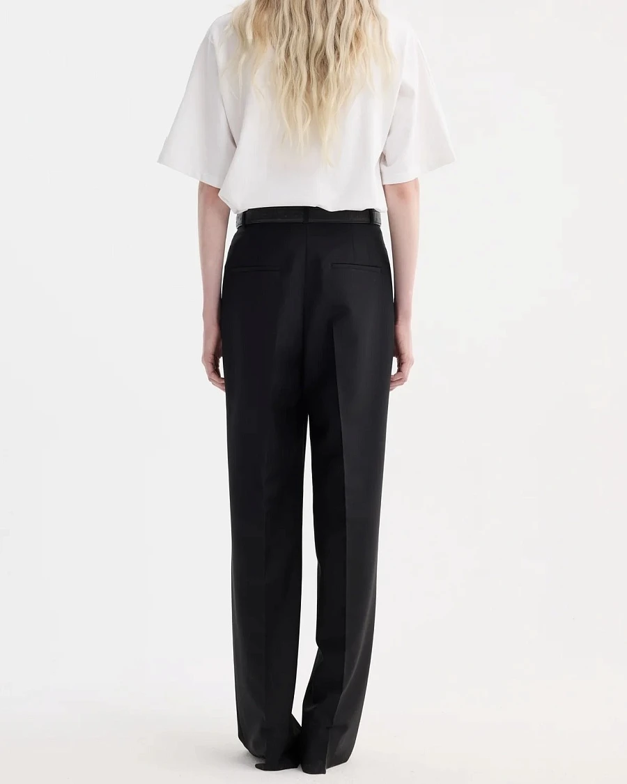 Mid-waist tailored trousers black