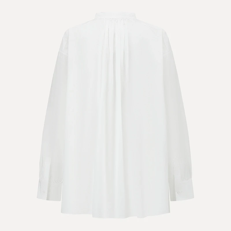 White Round Collar One button top