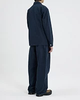 CURVED TWO TUCK COTTON PANTS NAVY
