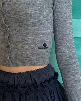 Wide Round Neck Fitted Cardigan