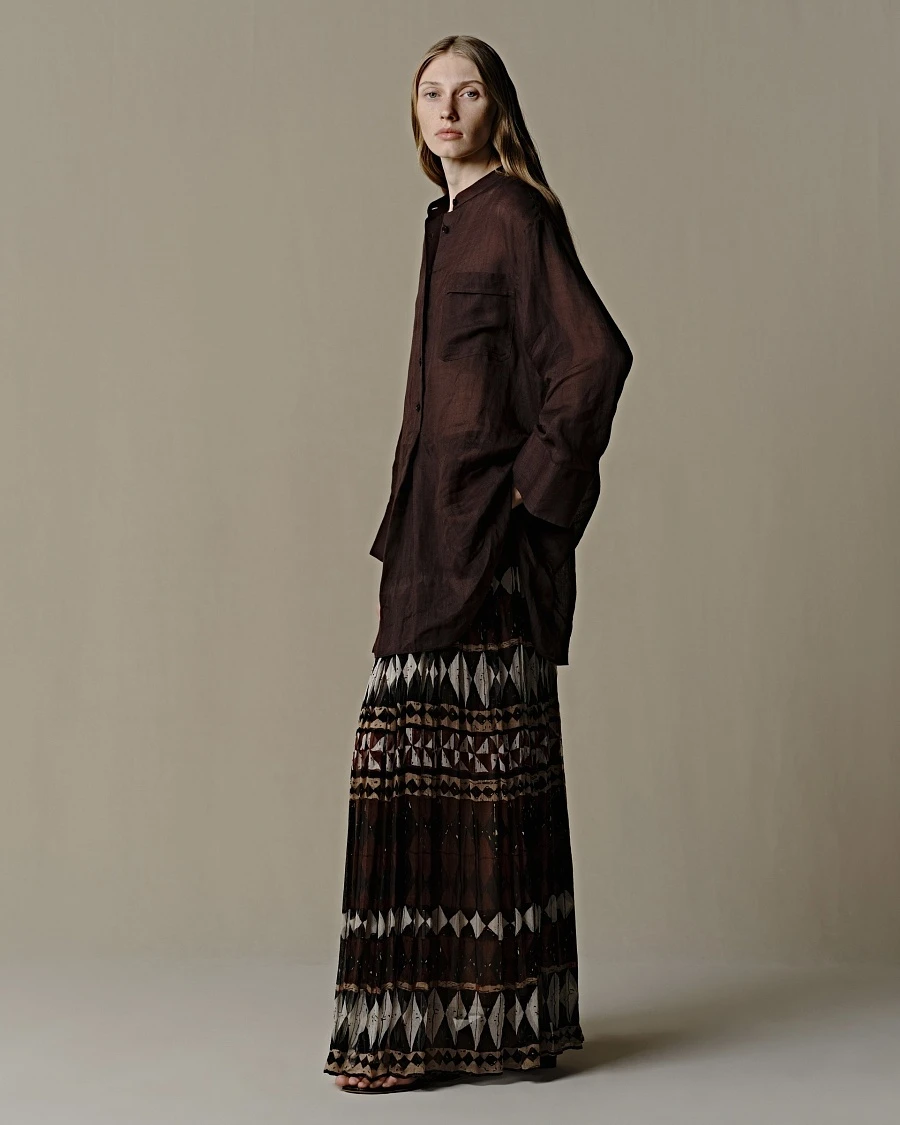 100% Silk Geometric Veil Half Skirt