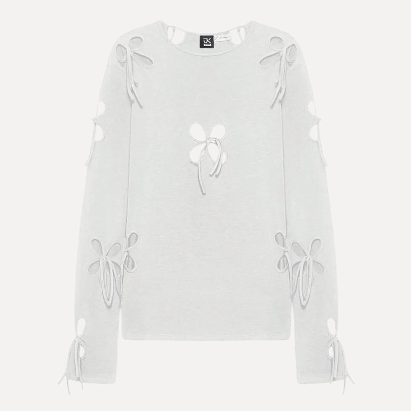 UNISEX PETAL LONG SLEEVE WHITE