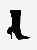 SHARP POINTED FLOWER BOOTS SATIN BLACK