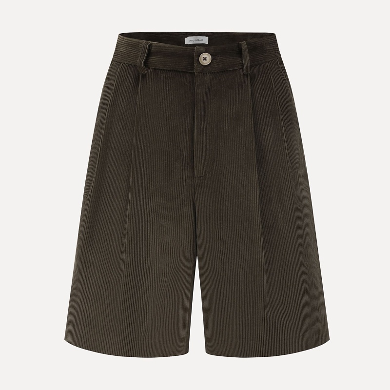 Dark green corduroy Bermuda shorts