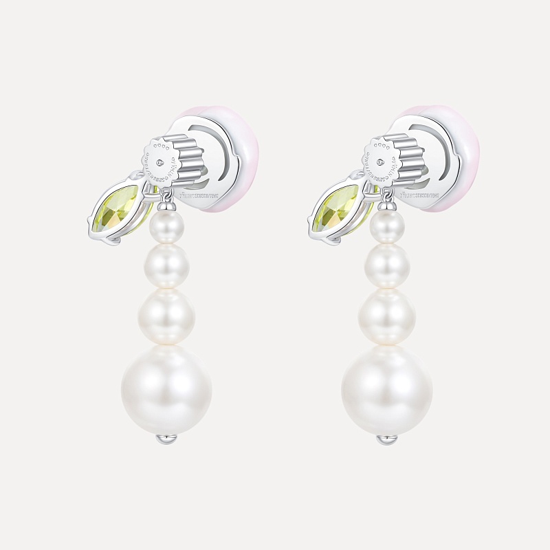 Ceramics Rose Pearl Tassel Earring