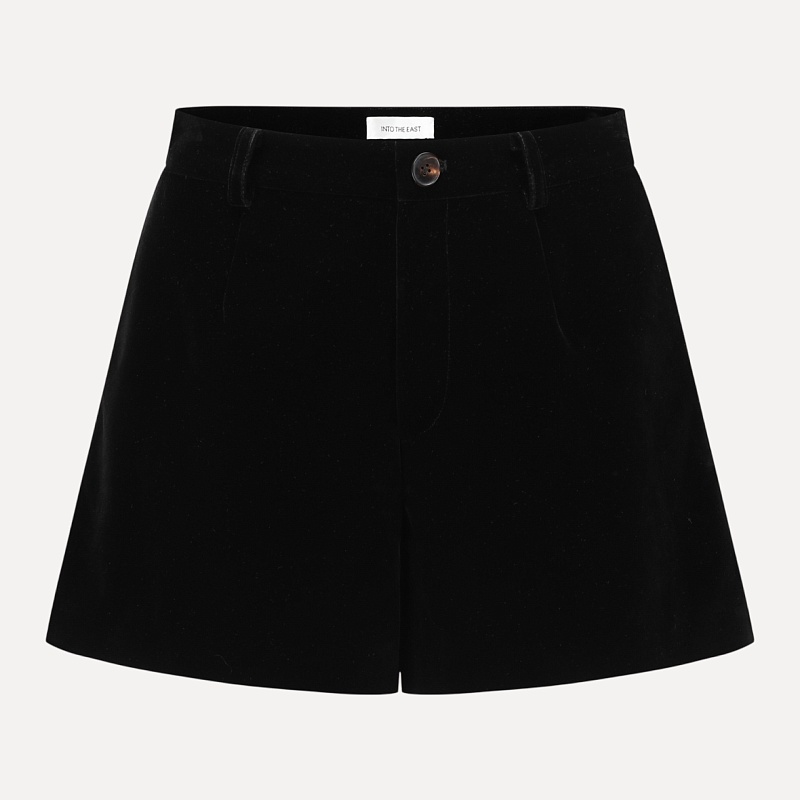 Black velvet shorts