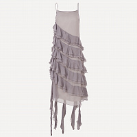 Grey Flouncing Dress in Silk Georgette