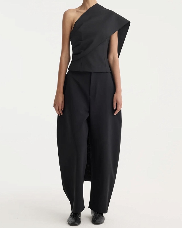 One-shoulder cape top