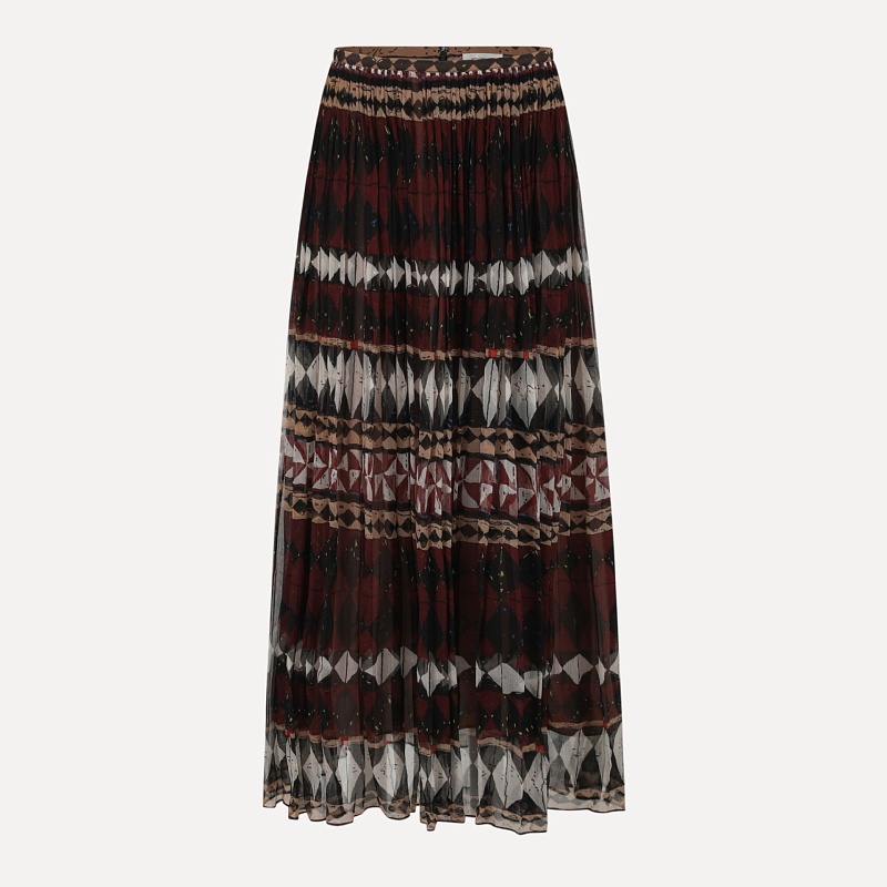 100% Silk Geometric Veil Half Skirt