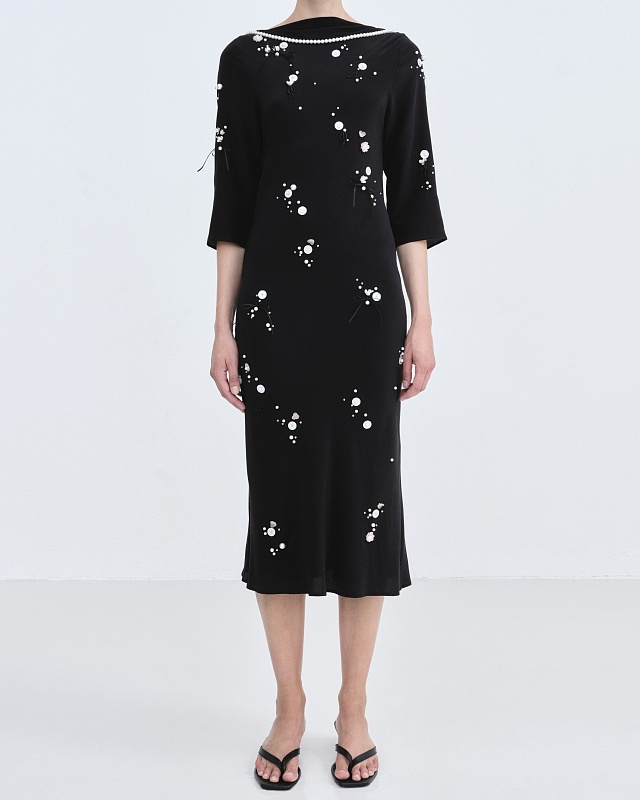 MIDI DRESS PEARL EMBROIDERED