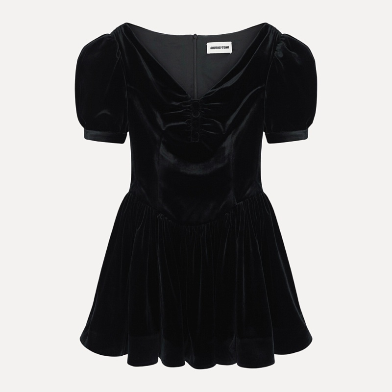 Smocked V-Neck Mini Dress