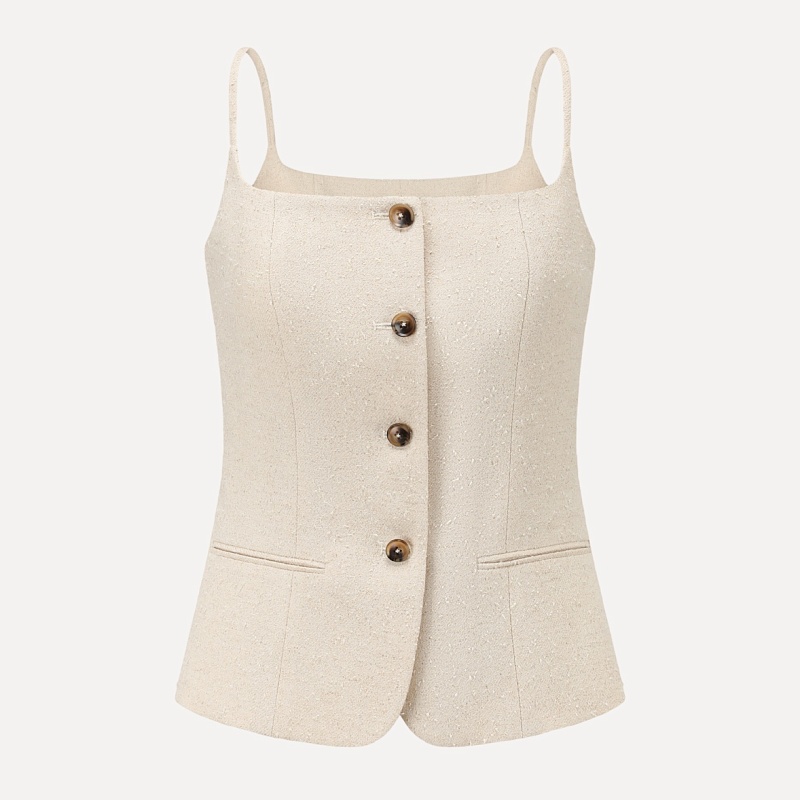Ivory textured wool halter top