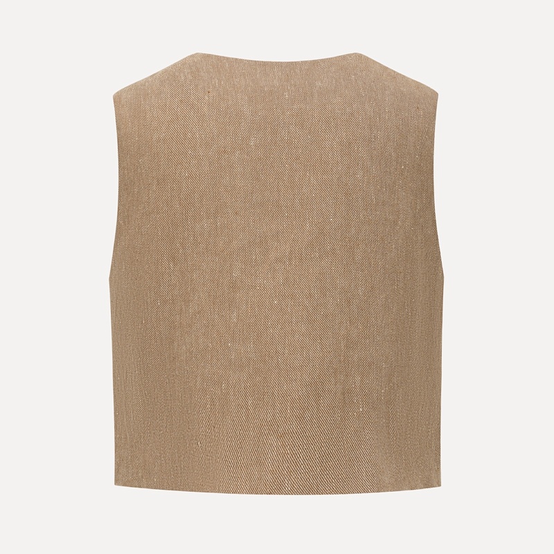 Linen Interwoven Round Neck Vest