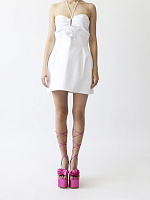 Balloon halter dress in white