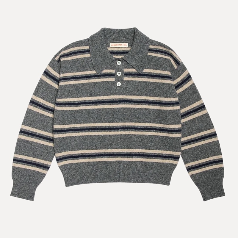 Edith Stripe Polo Shirt grey