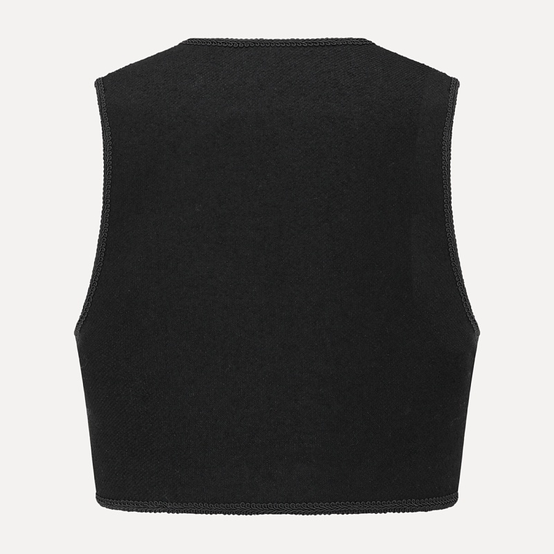 Floral pattern embroidered button vest