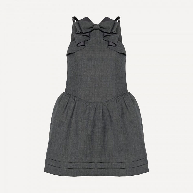 3D bow hanging neck dress