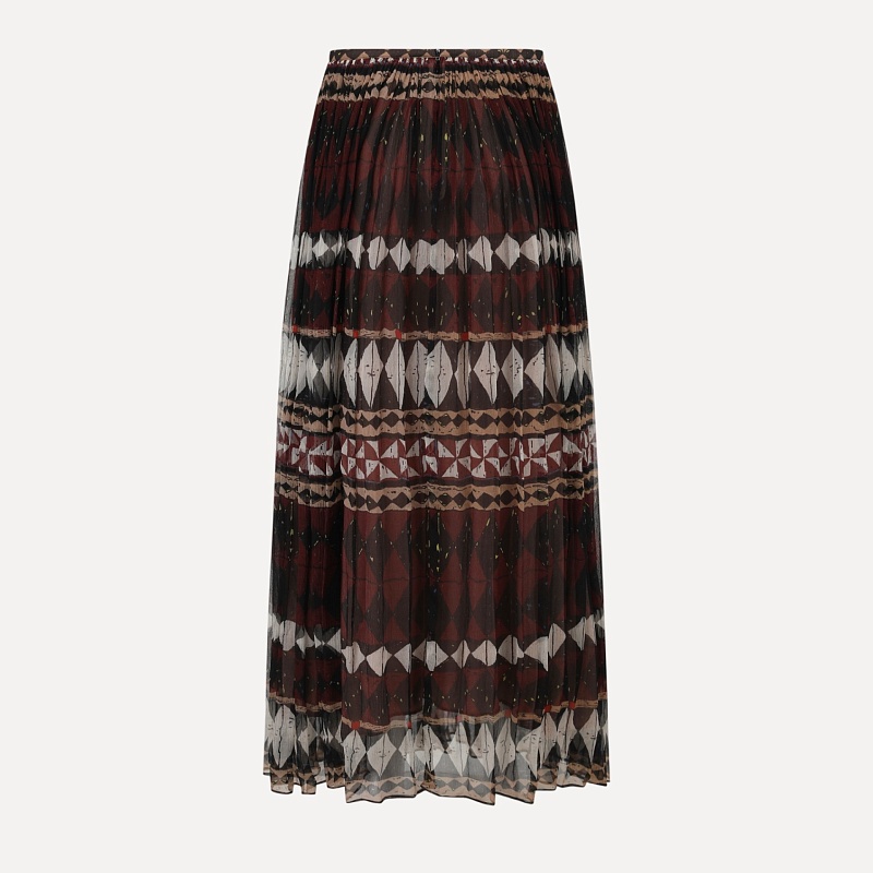 100% Silk Geometric Veil Half Skirt