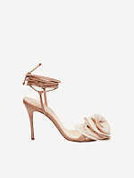 WRAP AROUND FLOWER SANDALS LEATHER NUDE