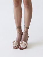 WRAP AROUND FLOWER SANDALS LEATHER NUDE
