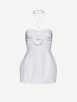 Balloon halter dress in white
