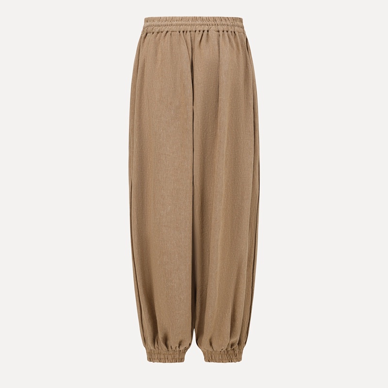 Linen Interwoven Loose-fitting Wide-leg Pants